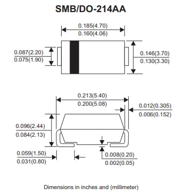 Mechanical Drawing - Comchip Technology ES3xB-HF SMD Superfast Recovery Rectifiers Mechanical Drawing - Comchip Technology ES3xB-HF SMD Superfast Recovery Rectifiers
